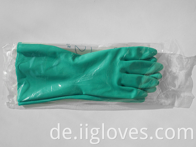 Grün ölresistente chemischresistente nitrile Handschuhe korrosionsresistente Säure-Industriereinigung Hausarbeit Gummihandschuhe